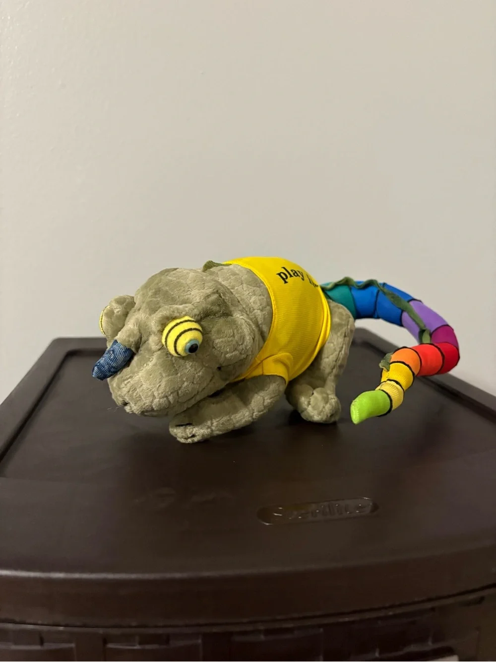 Play It Plush Chameleon in Yellow Shirt with Rainbow Tail